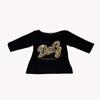 D&G: Vintage Black and Gold Sequin Logo Top