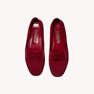 Manolo Blahnik: Vintage Red Suede Loafers (38)