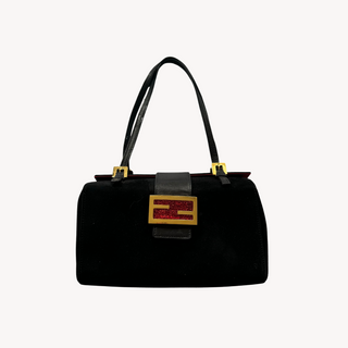 Fendi: Vintage Black Suede Box Bag