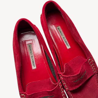 Manolo Blahnik: Vintage Red Suede Loafers (38)