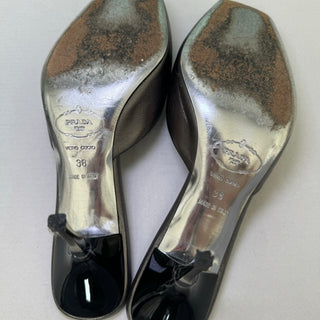 Prada: Vintage Silver Crystal Kitten Heel Mules (8)