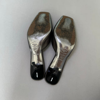 Prada: Vintage Silver Crystal Kitten Heel Mules (8)