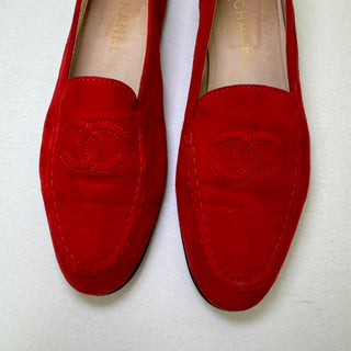 Chanel: Vintage Red Suede Loafers (39.5)