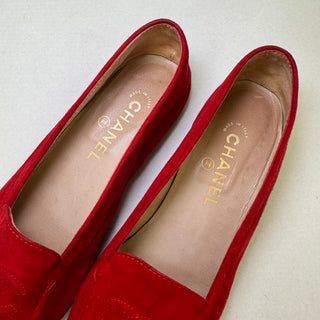 Chanel: Vintage Red Suede Loafers (39.5)