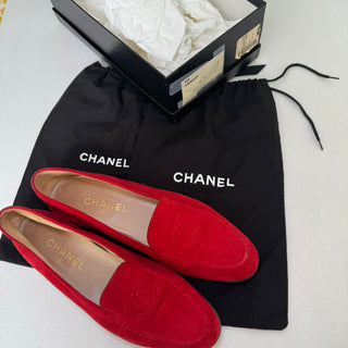 Chanel: Vintage Red Suede Loafers (39.5)