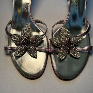 Giuseppe Zanotti: Vintage Statement Flower Kitten Mules