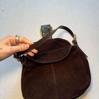 Fendi: Vintage Brown Suede Bucket Baguette