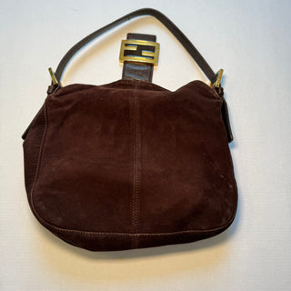 Fendi: Vintage Brown Suede Bucket Baguette