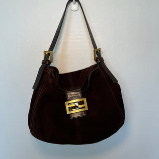 Fendi: Vintage Brown Suede Bucket Baguette