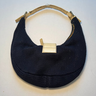 Fendi: Vintage Navy Knit Croissant Bag