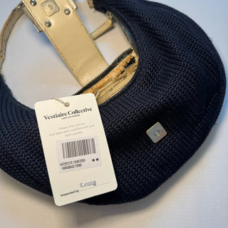 Fendi: Vintage Navy Knit Croissant Bag