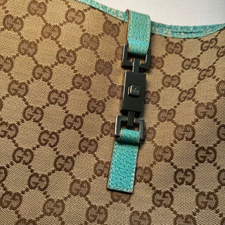 Gucci: Jackie Teal & Logo Printed Bag