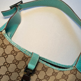 Gucci: Jackie Teal & Logo Printed Bag