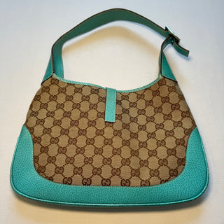 Gucci: Jackie Teal & Logo Printed Bag