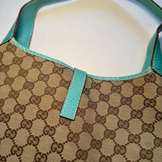 Gucci: Jackie Teal & Logo Printed Bag