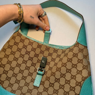 Gucci: Jackie Teal & Logo Printed Bag