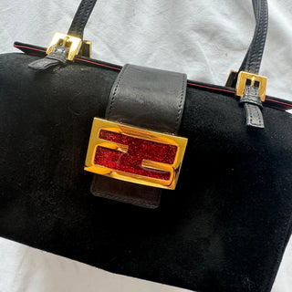 Fendi: Vintage Black Suede Box Bag