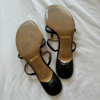 D&G: Vintage Gold "DG" Strappy Kitten Heels (37)