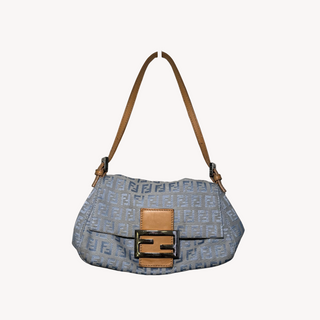 Fendi: Vintage Blue Zucchino Mini Mamma Baguette Bag