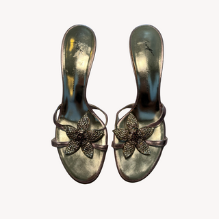 Giuseppe Zanotti: Vintage Statement Flower Kitten Mules