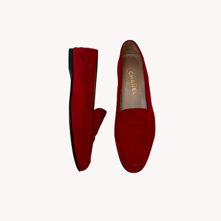 Chanel: Vintage Red Suede Loafers (39.5)