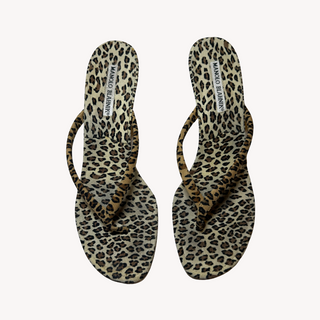 Manolo Blahnik: Vintage Leopard Flip-Flop Kitten Heels