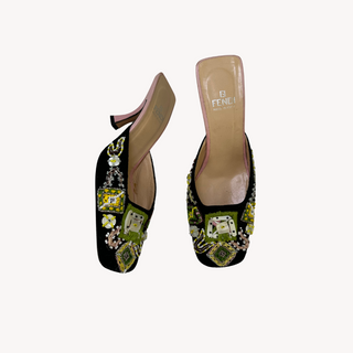 Fendi: Vintage Embroidered Kitten Heels (37)