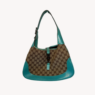 Gucci: Jackie Teal & Logo Printed Bag